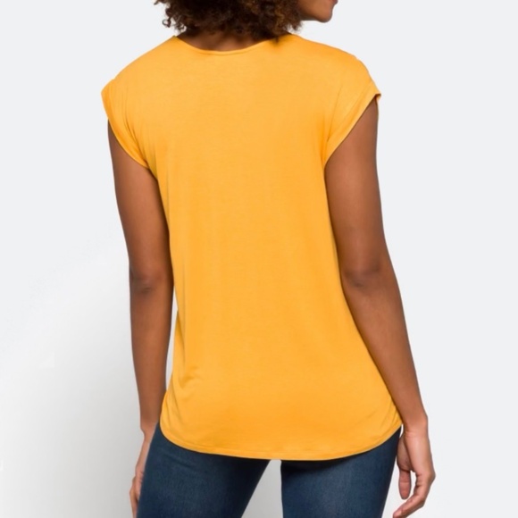 Womens Cap Sleeve Top, Yellow Floral, Size S, EUC - Picture 3 of 5